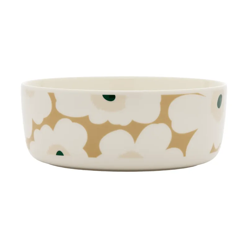 Unikko Schüssel 1,5 l White-beige-light sand-dark green by Marimekko – product photo