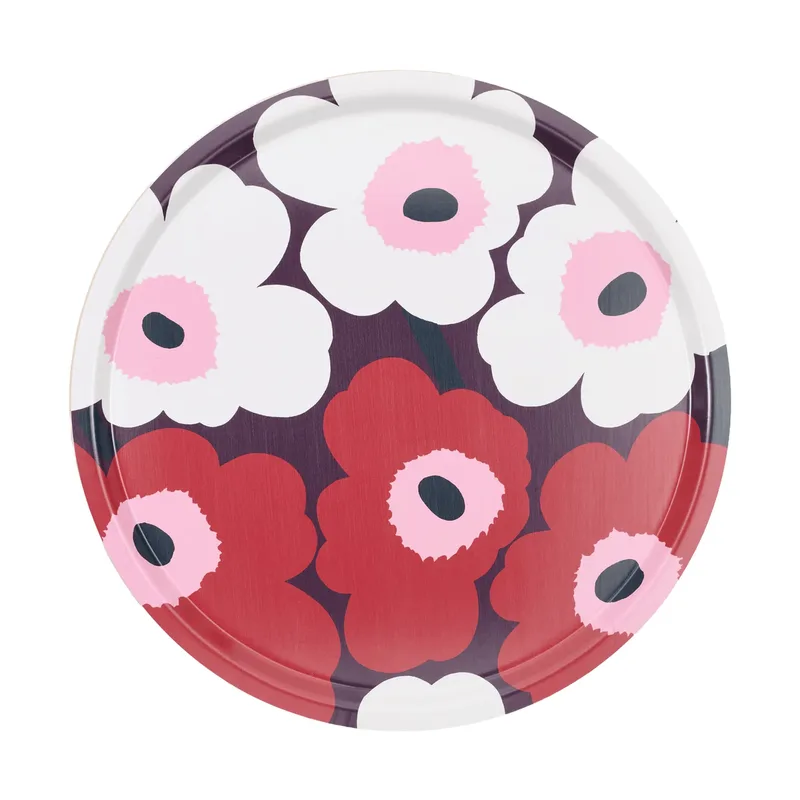 Unikko Tablett Plum-cranberry-Off white-rose, Ø46 cm by Marimekko – product photo