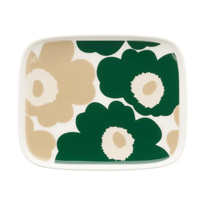 Unikko Teller 12 x 15cm White-dark green-beige-light sand de Marimekko – photo du produit