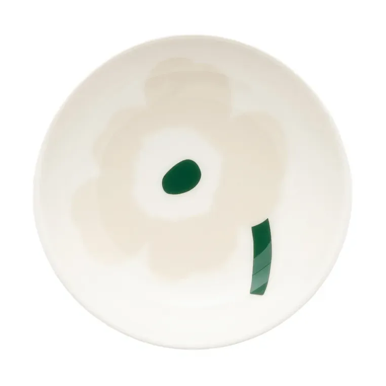 Unikko tiefer Teller Beige-Weiß-Hellbeige-Dunkelgrün de Marimekko – photo du produit