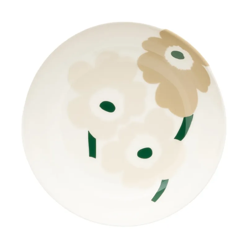 Unikko tiefer Teller Beige-Weiß-Hellbeige-Dunkelgrün by Marimekko – product photo