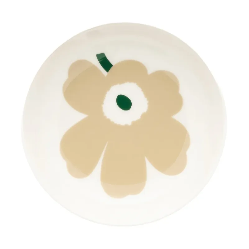 Unikko tiefer Teller Beige-Weiß-Hellbeige-Dunkelgrün by Marimekko – product photo