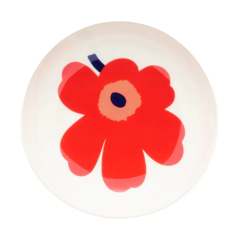 Unikko tiefer Teller Weiß-Rot-Blau by Marimekko – product photo