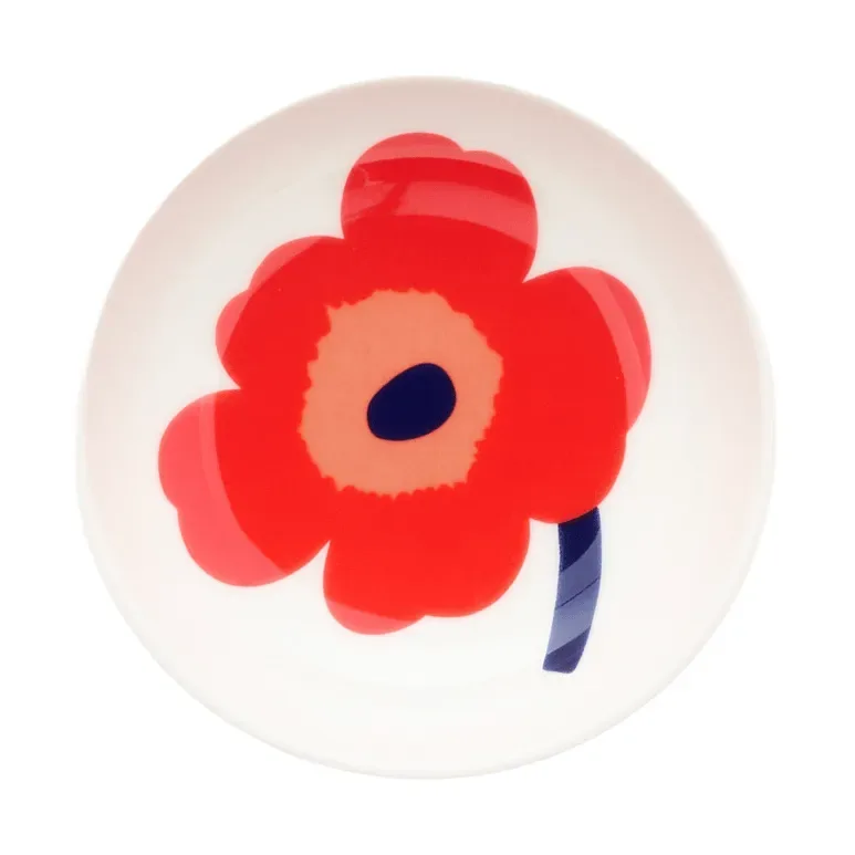 Unikko tiefer Teller Weiß-Rot-Blau by Marimekko – product photo