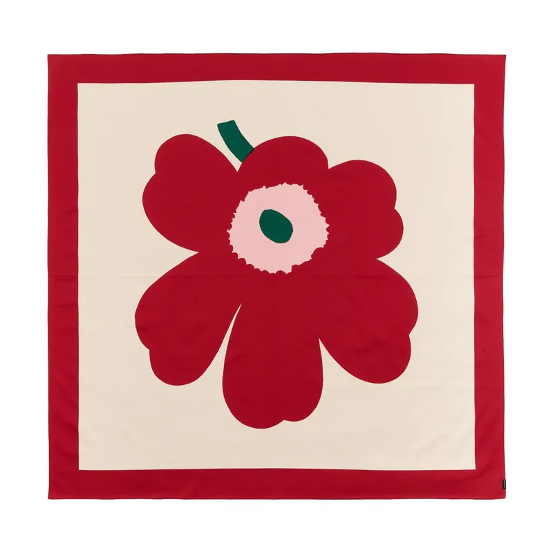Unikko Tischdecke Off white-Cranberry-Rose, 140x140 cm från Marimekko – produktbild