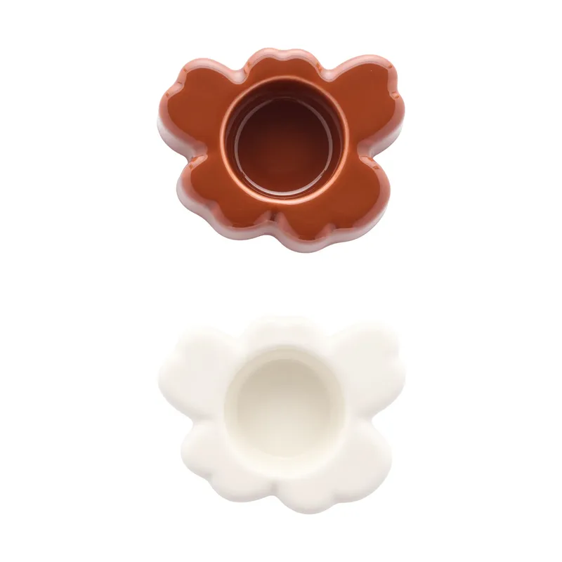 Unikko Windlicht 3x10 cm 2 Teile Weiß-Kastanie by Marimekko – product photo