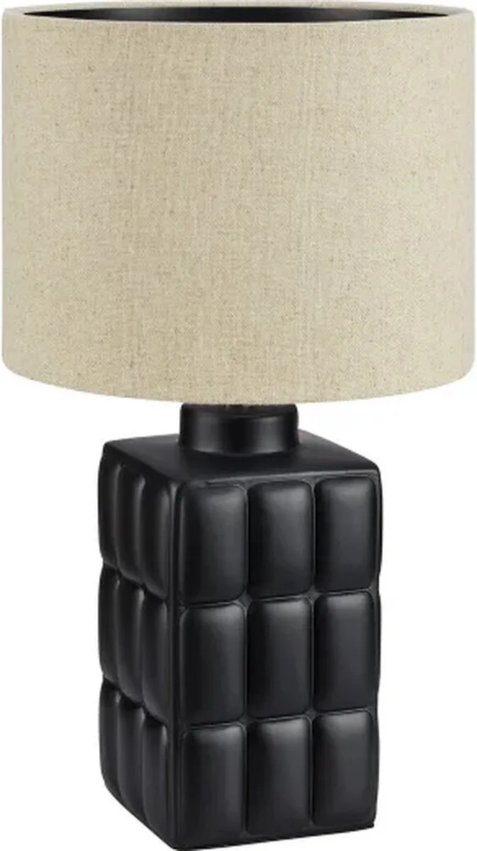 CUSCINI Tafellamp - Luxe tafellamp - Zwart/Beige tafellamp - Keramiek/Linnen - Japandi by Markslöjd in Black – product photo