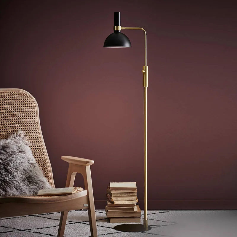 Dimbare vloerlamp Larry, zwart-messing by Markslöjd in Black, Brass – product photo