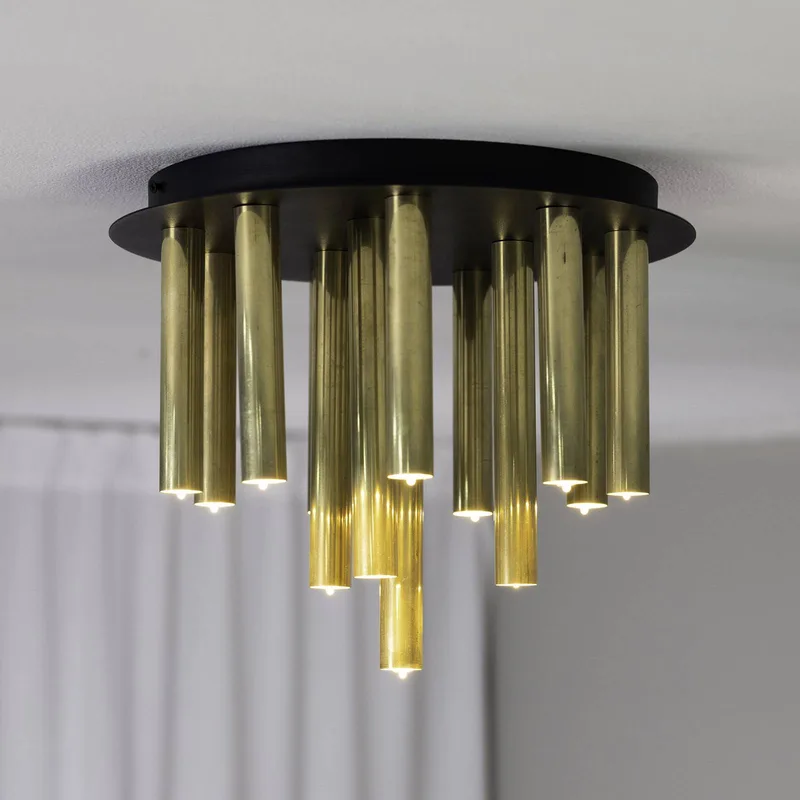 Gocce plafondlamp, 13-lichts, messing/zwart, ijzer, G9 by Markslöjd in Black, Brass – product photo