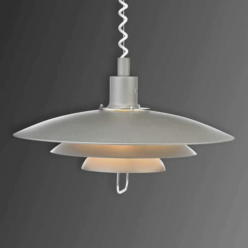 Grijze hanglamp Kirkenes met trekkoord by Markslöjd in Grey, Chrome – product photo
