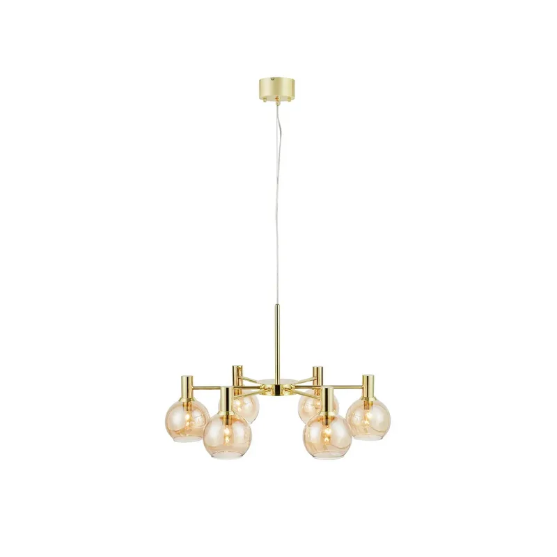 Hanglamp Ambra, messing/amber, glas, Ø 75 cm von Markslöjd in Messing, Amber, Transparent – Produktfoto