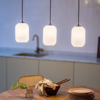 Hanglamp Cava, staalkleurig, 3-lamps, glas by Markslöjd in Staal, Opaal – product photo 1 of 3