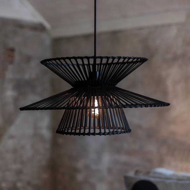 Hanglamp Duplici, bamboe, Ø 57 cm, E27 von Markslöjd in Schwarz – Produktfoto