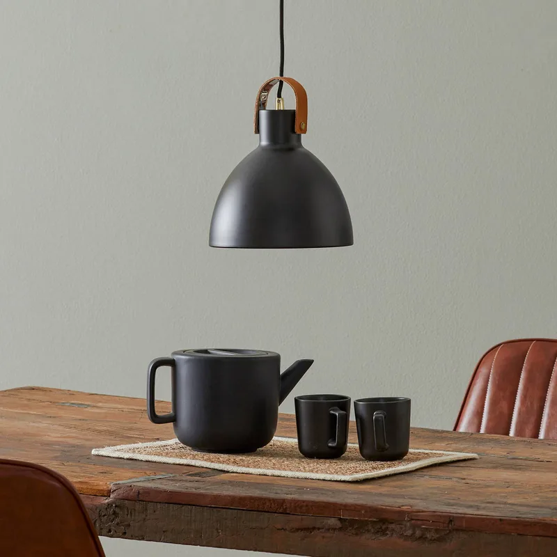 Hanglamp Eagle, zwart, Ø 22 cm, metaal de Markslöjd en Blanc, Marron – photo du produit 2 sur 5
