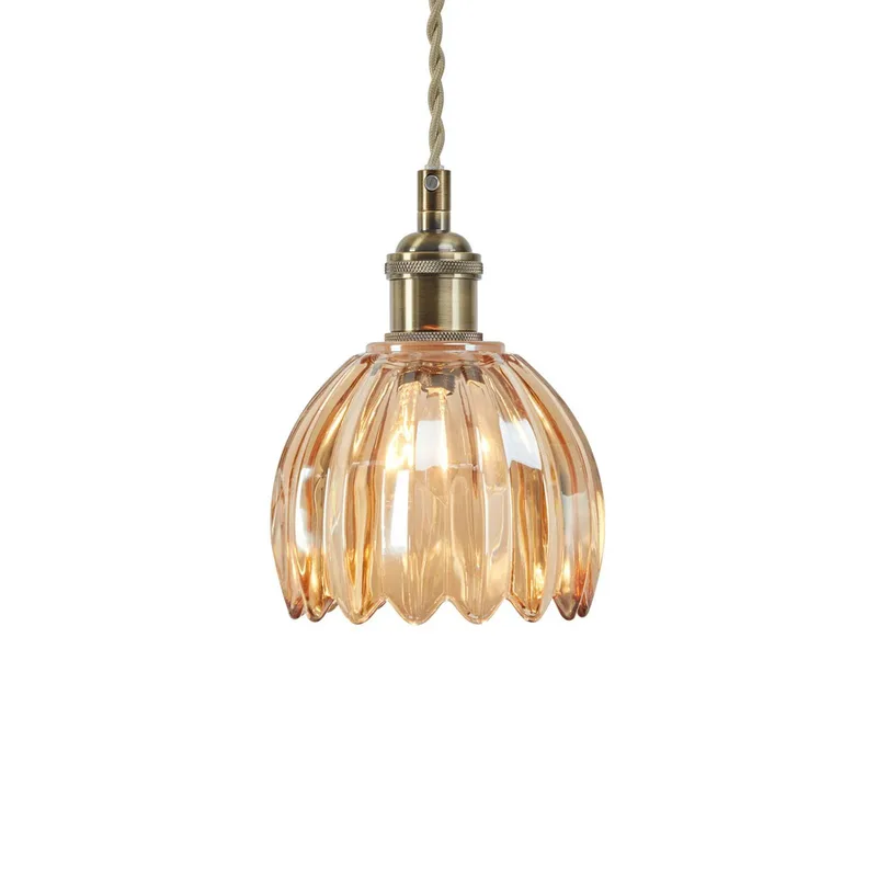 Hanglamp Gota, oud messing/amber, glas, Ø 13 cm, stekker fra Markslöjd i Oud messing, Gennemsigtig – produktbillede