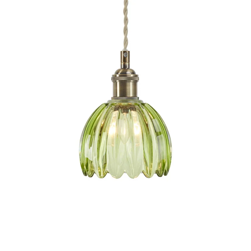Hanglamp Gota, oud messing/groen, glas, Ø 13 cm, stekker by Markslöjd in Oud messing, Transparent – product photo