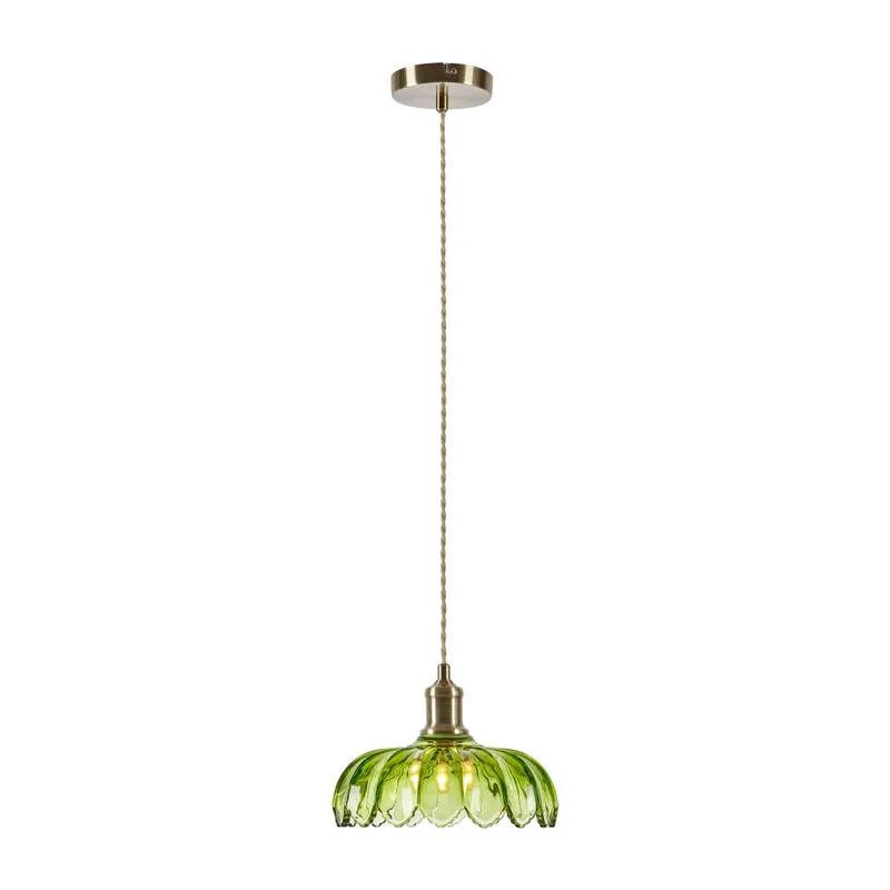 Hanglamp Kurage, oud messing/groen, glas, Ø 26 cm, E27 van Markslöjd in Oud messing, Groen, Beige – productfoto