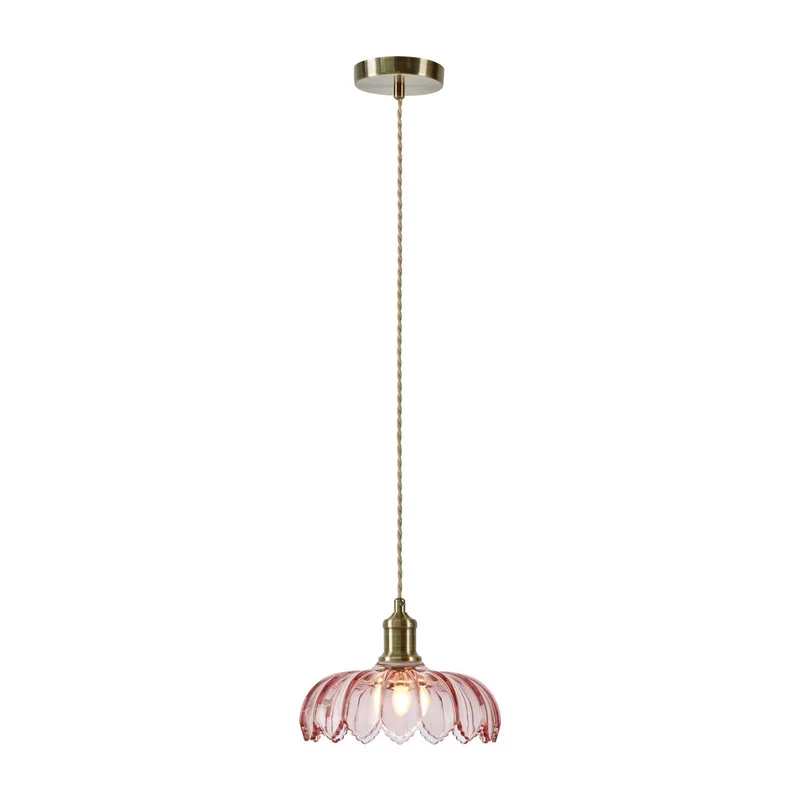 Hanglamp Kurage, oud messing/roze, glas, Ø 26 cm, E27 by Markslöjd in Oud messing, Pink, Beige – product photo