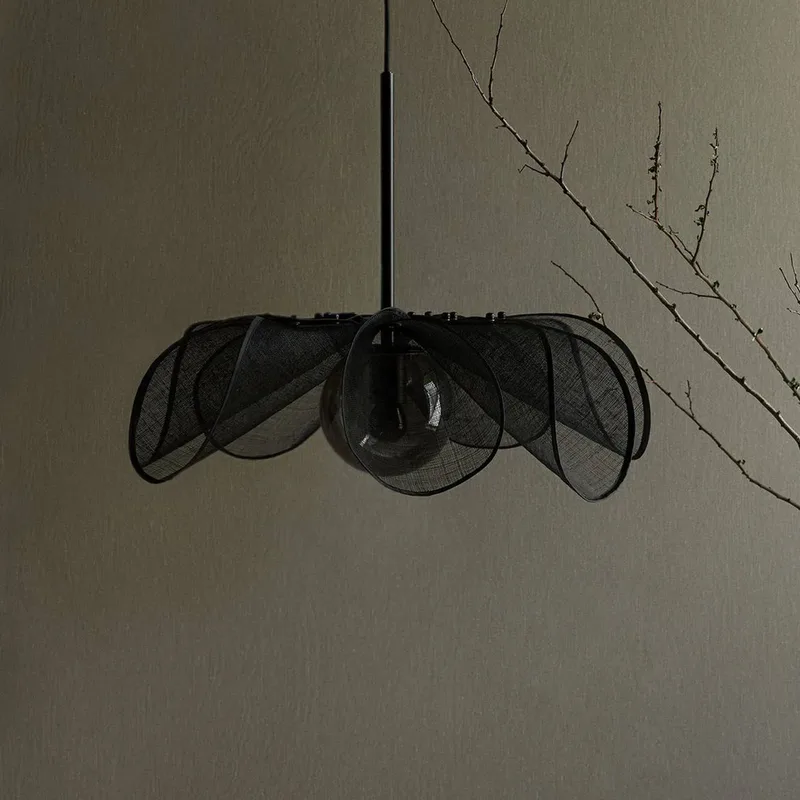 Hanglamp Styrka, Ø 63 cm, zwart/rookgrijs, bananenvezel by Markslöjd in Black, Rookgrijs – product photo