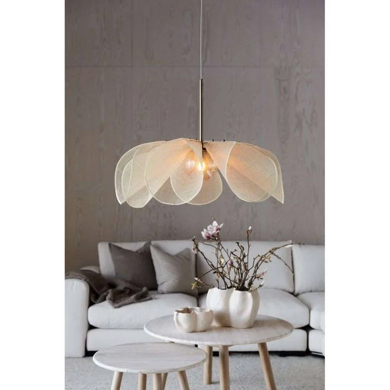 Hanglamp Styrka, Ø 75 cm, messing/beige, bananenvezel by Markslöjd in Beige, Amber, Antiek messing – product photo 2 of 4