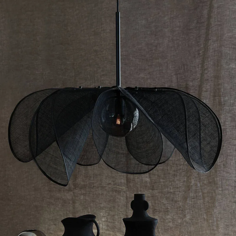 Hanglamp Styrka, Ø 75 cm, zwart/rookgrijs, bananenvezel by Markslöjd in Black, Rookgrijs – product photo