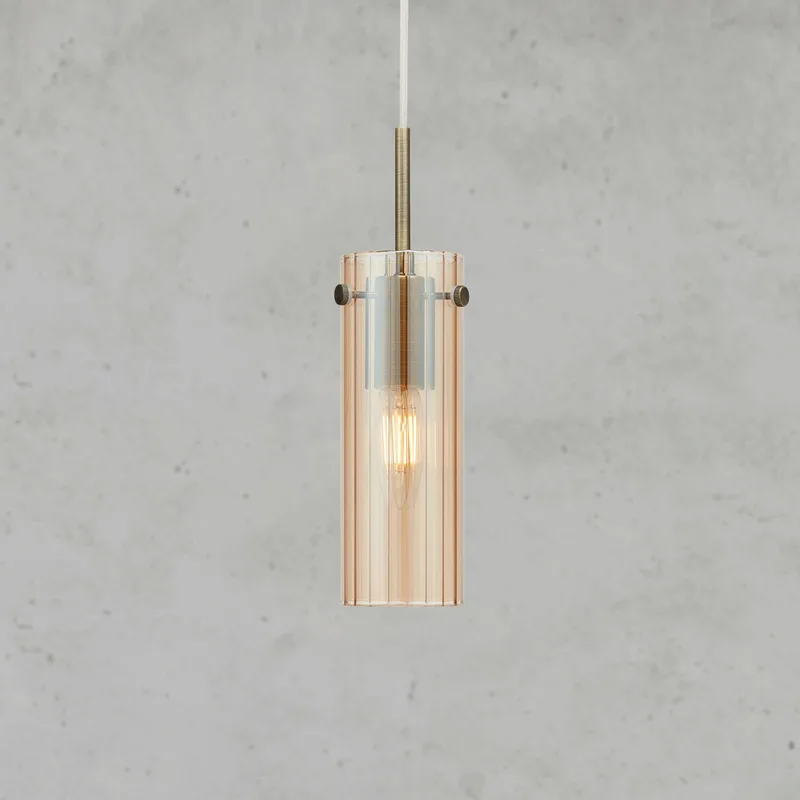 Hanglamp Tibia, stekker, amber/messingkleurig Ø 7 cm von Markslöjd in Amber, Messing – Produktfoto 2 von 3