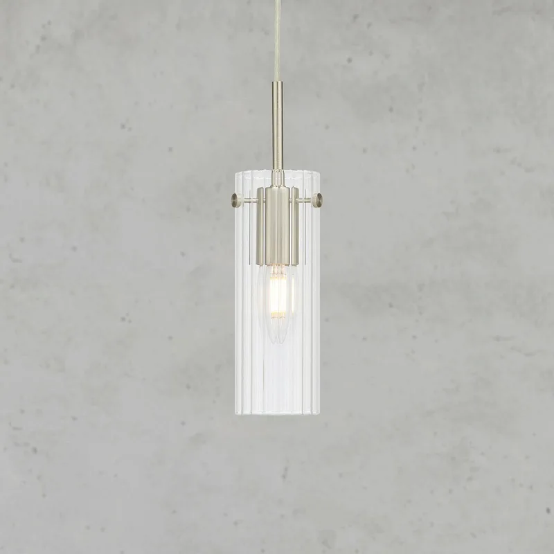 Hanglamp Tibia, stekker, helder/nikkelkleurig, Ø 7 cm van Markslöjd in Helder, Nikkel – productfoto