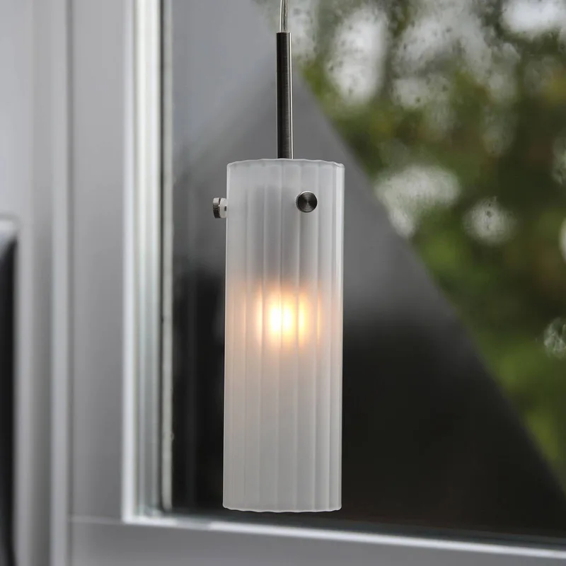 Hanglamp Tibia, stekker, wit/nikkelkleurig, Ø 7 cm by Markslöjd in White, Nikkel – product photo