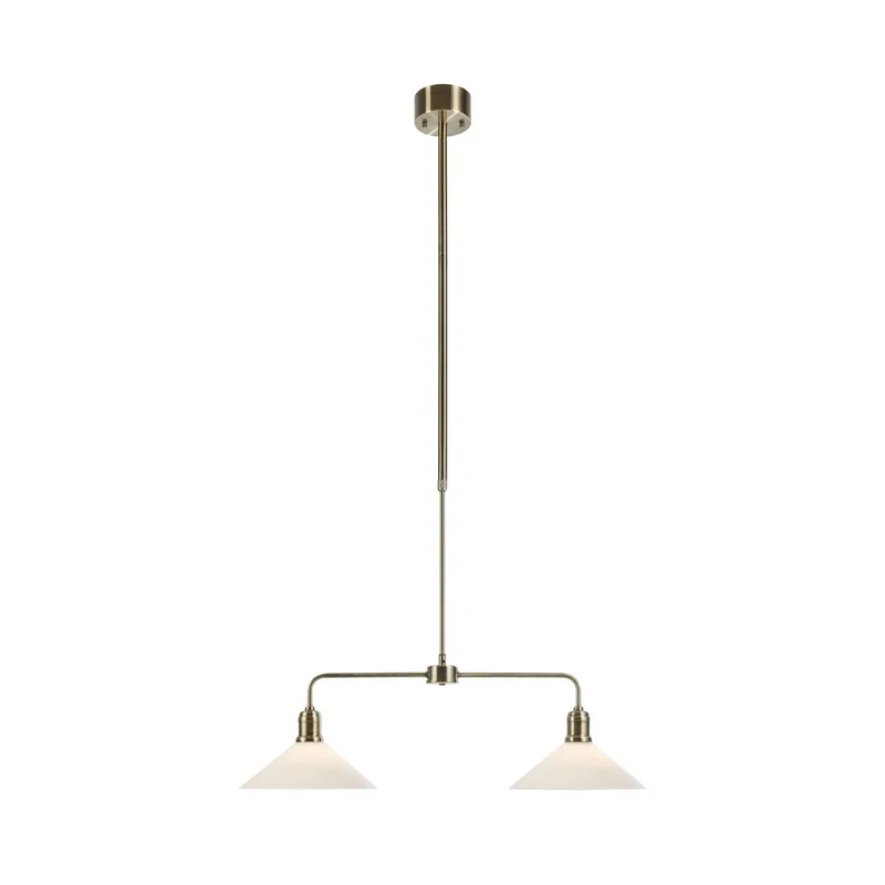 Hanglamp Vela, oud messing, 2-lamps, glas, lengte 75 cm från Markslöjd i Oud messing, Vit – produktbild