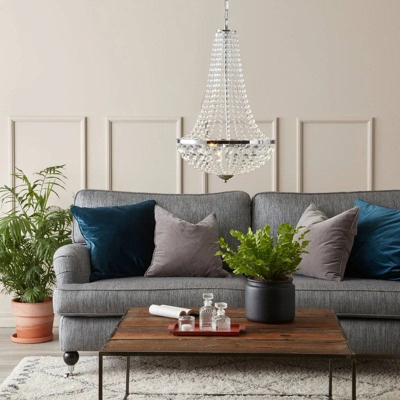 Kroonluchter Gränsö voor de badkamer, Ø 30 cm van Markslöjd in Chroom, Transparant – productfoto 2 van 3