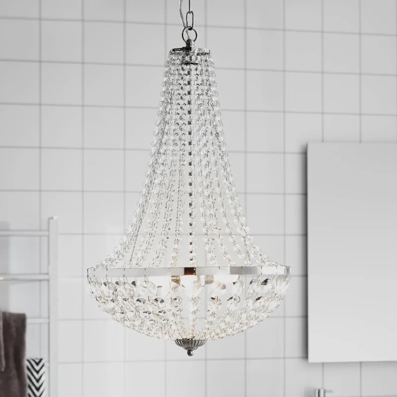 Kroonluchter Gränsö voor de badkamer, Ø 40 cm by Markslöjd in Chrome, Transparent – product photo