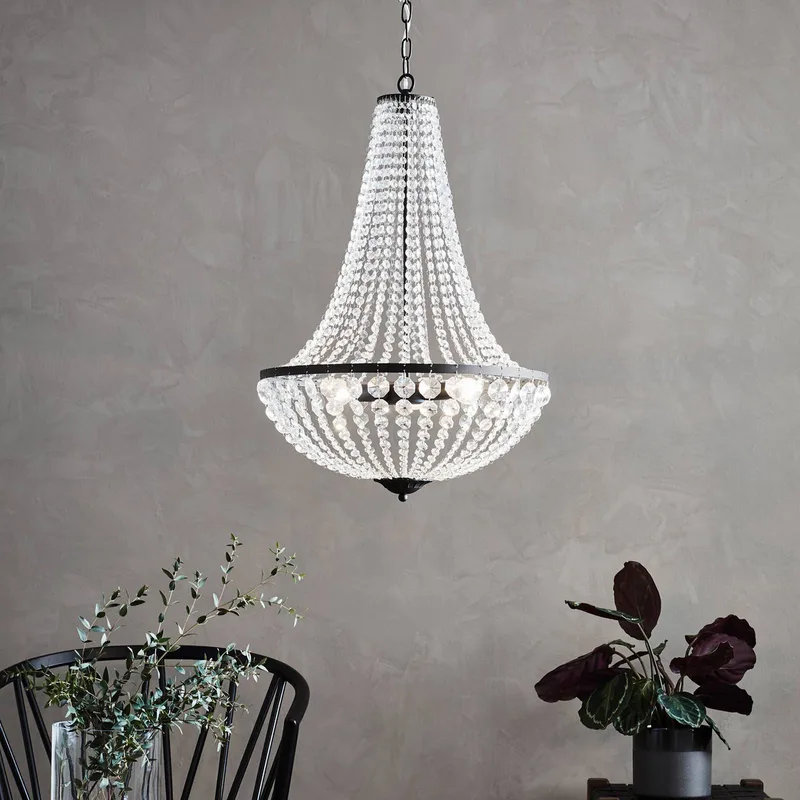 Kroonluchter GRÄNSÖ, zwart, IP20, Ø 50 cm van Markslöjd in Zwart, Transparant – productfoto 5 van 5