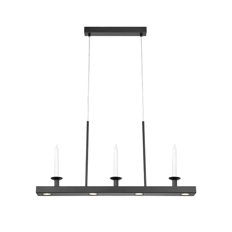 LED hanglamp Dining, zwart, lengte 82 cm, ijzer, dimbaar. van Markslöjd in Zwart mat, Transparant – productfoto