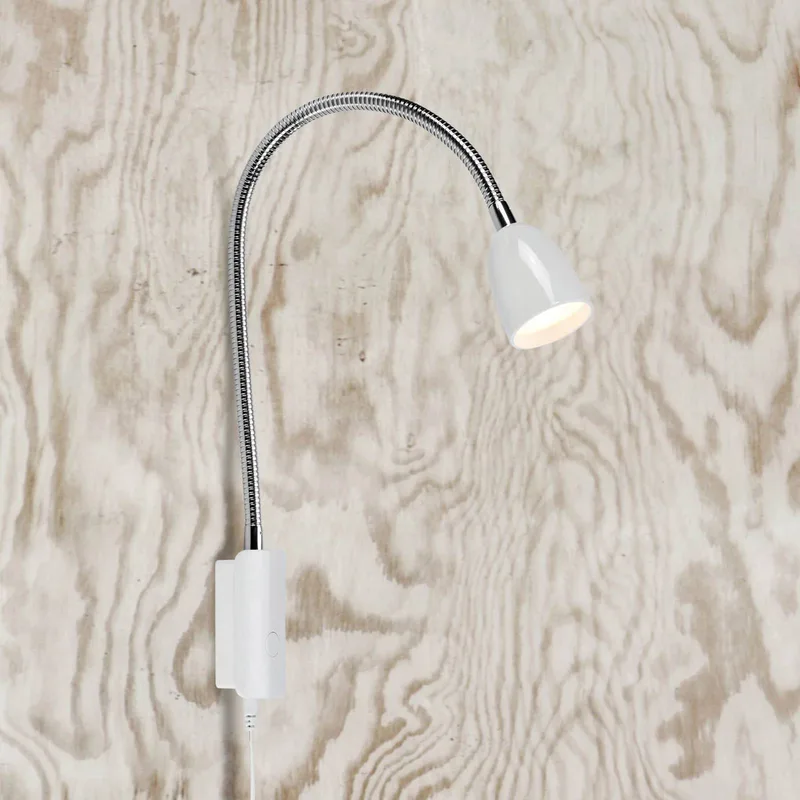 LED-vägglampa Tulip med kabel och kontakt, vit von Markslöjd in Weiß – Produktfoto