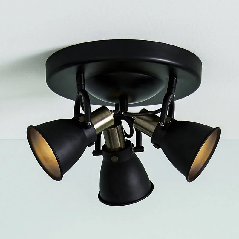 Plafondlamp Alton in zwart, spots instelbaar van Markslöjd in Zwart, Messing – productfoto