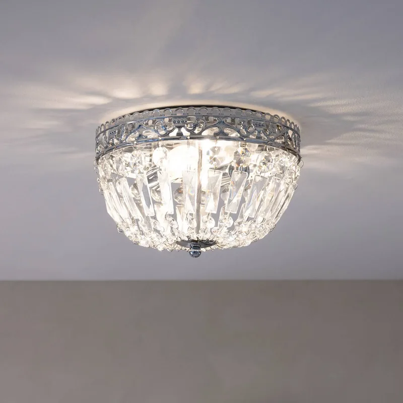 Plafondlamp Etienne glaskristallen Ø 25cm chroom van Markslöjd in Chroom, Helder – productfoto