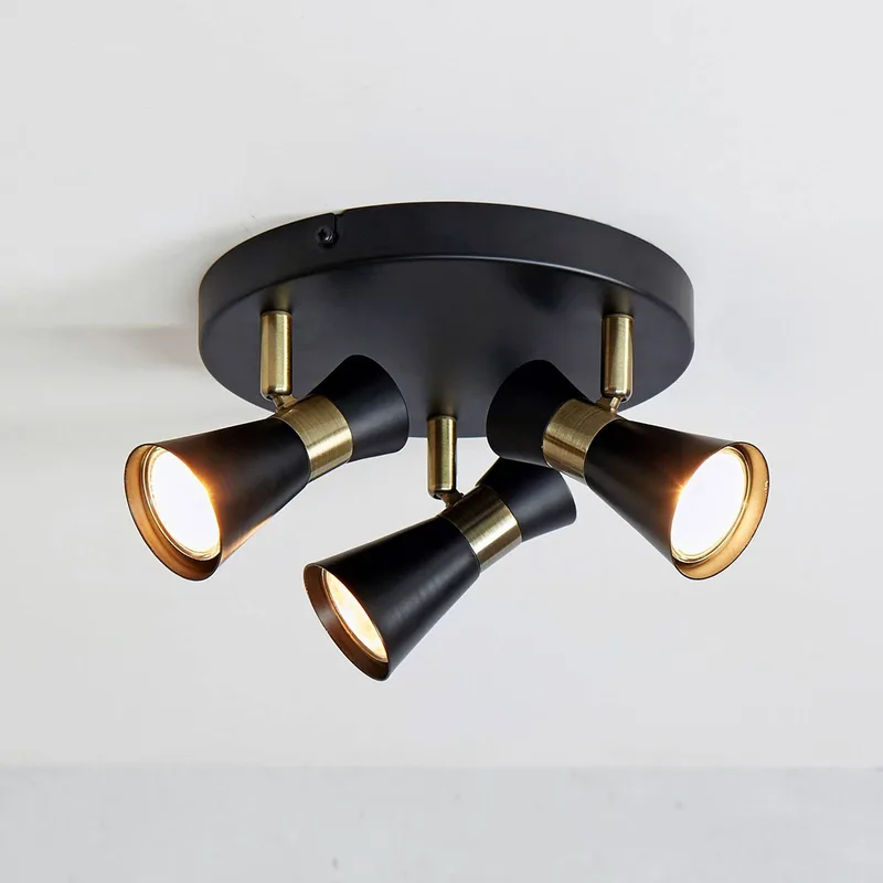 plafondlamp Folie, 3-lamps, zwart/messing fra Markslöjd i Sort, Messing – produktbillede