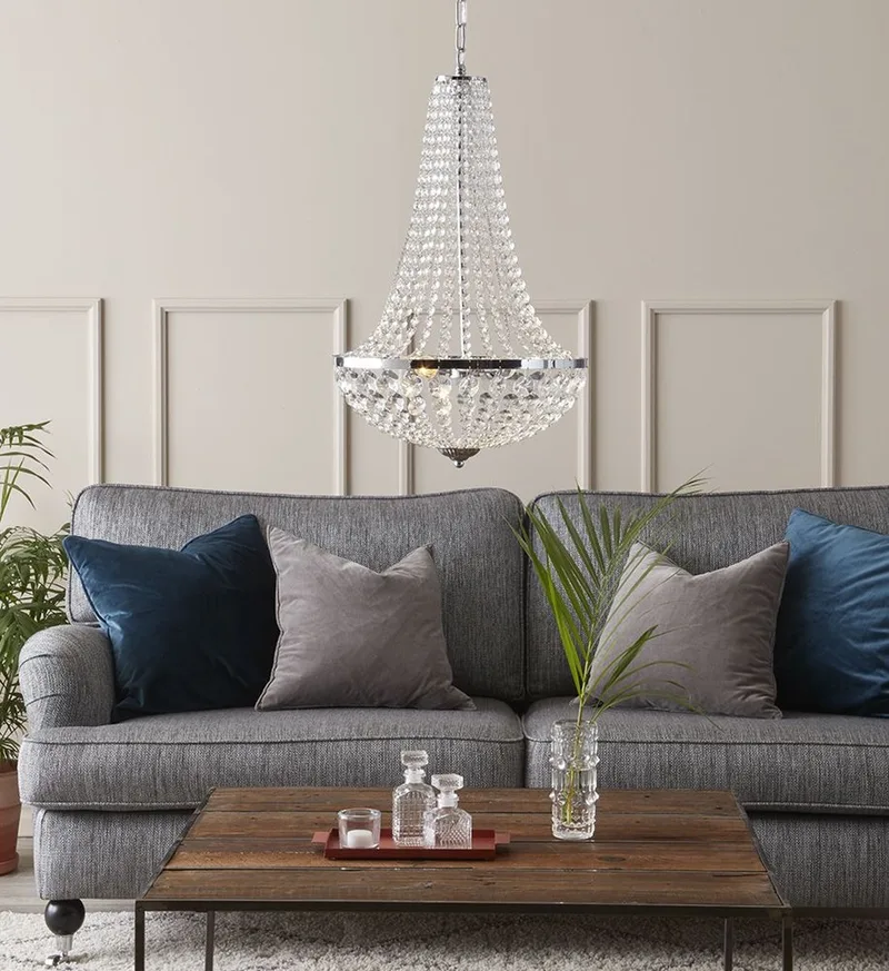 Prachtige kristallen hanglamp Rustieke plafondlamp met 2 lichtpunten de Markslöjd en Chrome – photo du produit