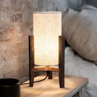 Tafellamp Eruca, hoogte 34 cm, bruin/beige, hout/linnen by Markslöjd in Brown, Beige – product photo 1 of 3