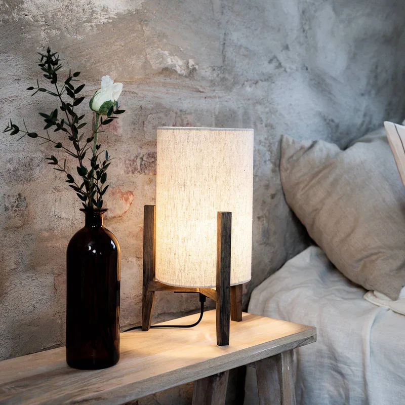 Tafellamp Eruca, hoogte 39 cm, bruin/beige, hout/linnen by Markslöjd in Brown, Beige – product photo 3 of 4