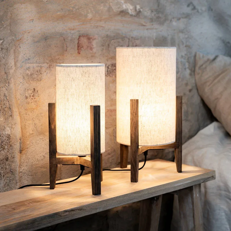 Tafellamp Eruca, hoogte 39 cm, bruin/beige, hout/linnen by Markslöjd in Brown, Beige – product photo 4 of 4