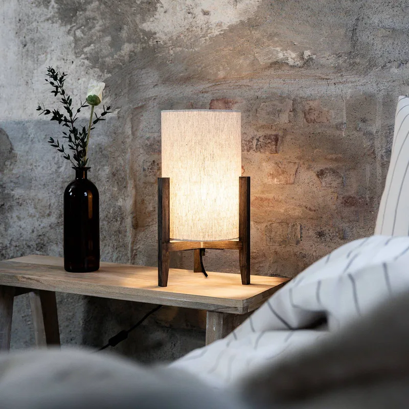 Tafellamp Eruca, hoogte 39 cm, bruin/beige, hout/linnen by Markslöjd in Brown, Beige – product photo 2 of 4