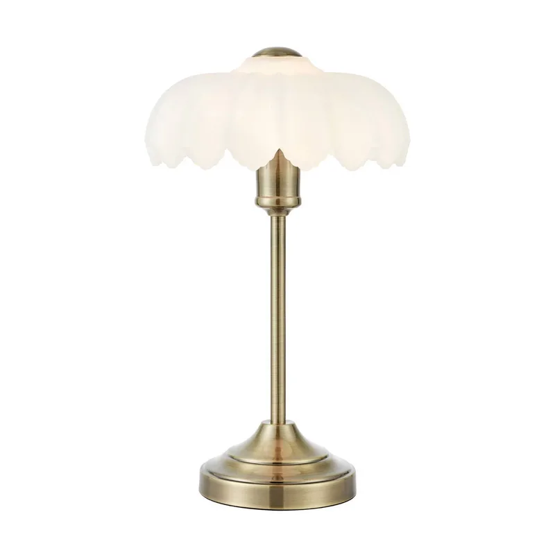 Tafellamp Kurage, oud messing/wit, glas, hoogte 43 cm, E27 von Markslöjd in Oud messing, Weiß – Produktfoto