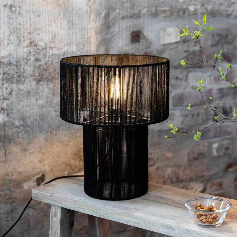Tafellamp Soga, jute, hoogte 40 cm de Markslöjd en Noir – photo du produit