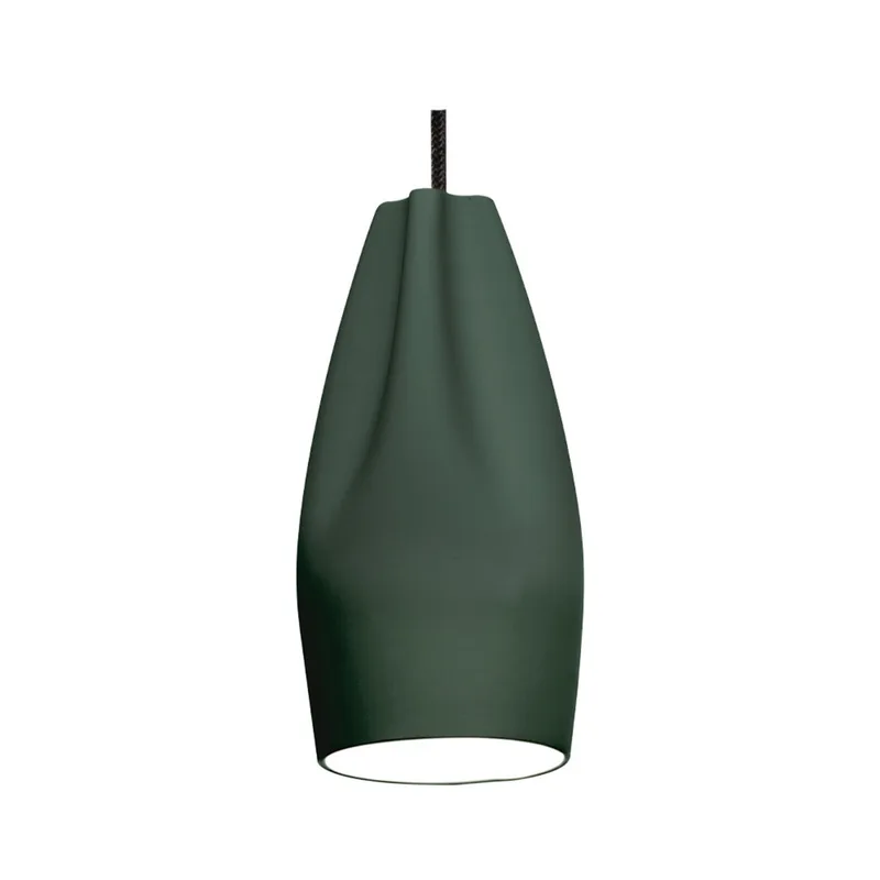 Pleat Box 13 Hanglamp E27 Donker Groen/Wit - Marset - Eetkamer - Keramiek van Marset – productfoto