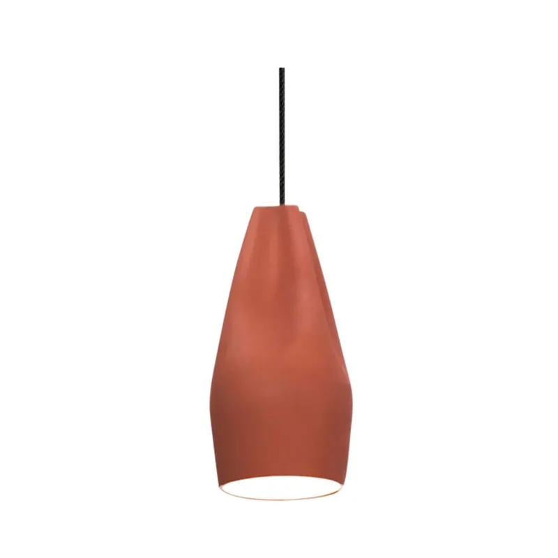 Pleat Box 13 Hanglamp E27 Terracotta/Wit - Marset - Eetkamer - Keramiek van Marset – productfoto