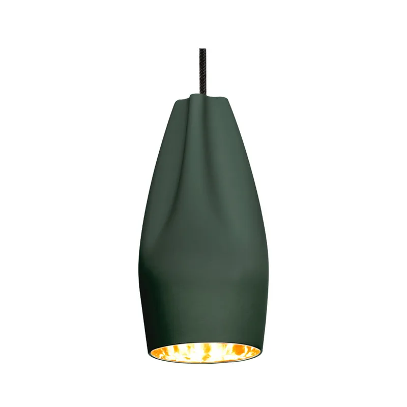 Pleat Box 13 LED Hanglamp Donker Groen/Goud - Marset - Woonkamer - Keramiek van Marset – productfoto