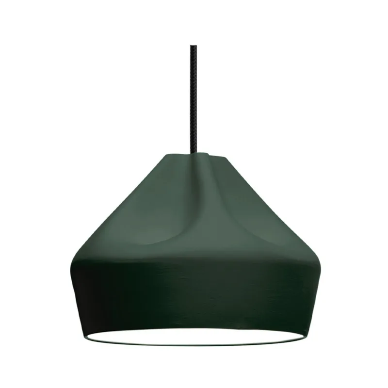 Pleat Box 24 Hanglamp E14 Donker Groen/Wit - Marset - Eetkamer - Keramiek van Marset – productfoto