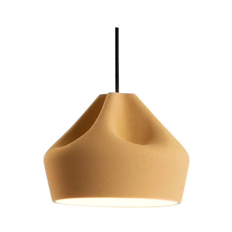 Pleat Box 24 LED Hanglamp Ocher/Wit - Marset - Woonkamer - Keramiek van Marset – productfoto