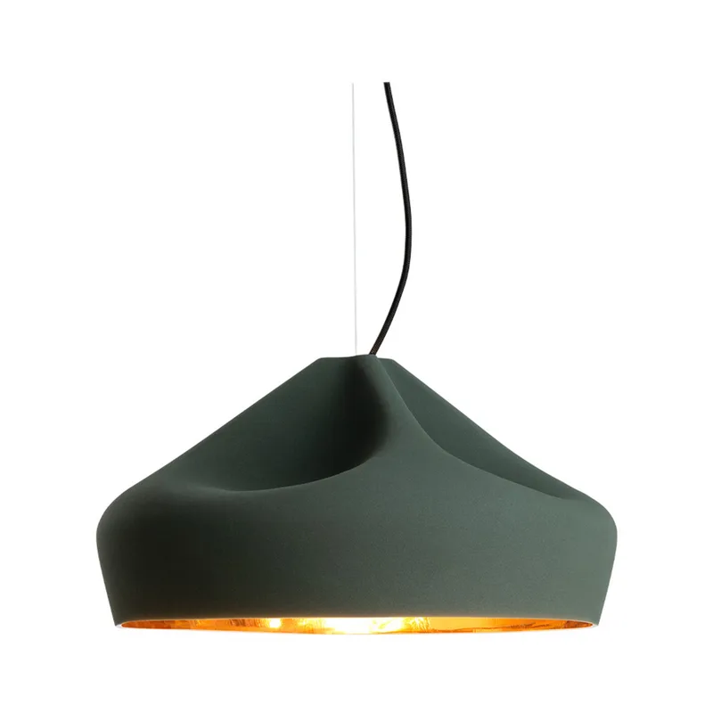 Pleat Box 47 Hanglamp E27 Donker Groen/Goud - Marset - Eetkamer - Keramiek van Marset – productfoto